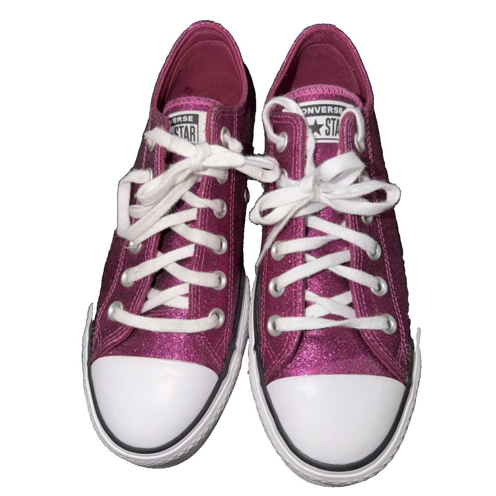 Converse Pink Glitter Platform Low Top Sneakers Women’s 8 - Picture 2 of 8